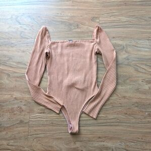 Forever 21 Pink Nude Long Sleeve Bodysuit